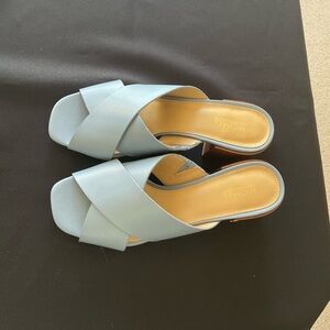 Michael Kors Light Blue Leather Mules